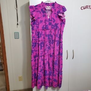 NWT Umgee Magenta Mix Tiered Maxi Dress